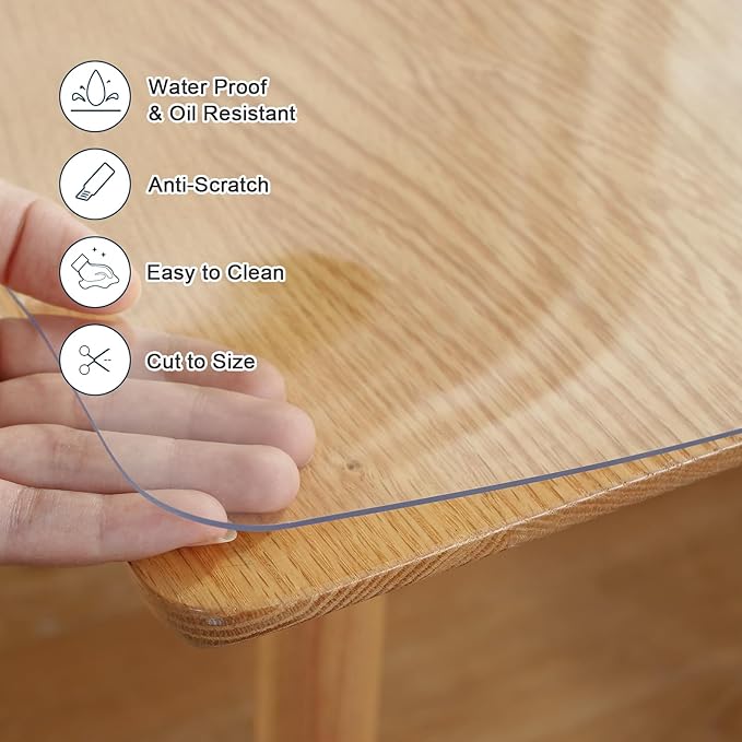LovePads Clear Table Cover Protector, 30 x 72 Inch 2mm Thick Plastic Table Cover, Table Protector for Dining Room Table, Waterproof Dresser Cover Top for Kitchen, Coffee, Writing Desk