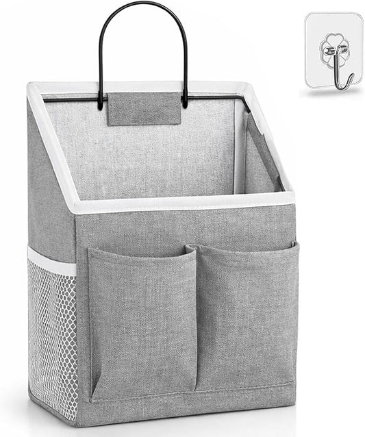 1pcs Wall Hanging Storage Bag, Wall Hanging Baskets for Organizing as Over the Door Organizer, Wall File Organizer, Rv Storage and Organization. For Bedroom, Office, Camper (Gray-Upgraded)