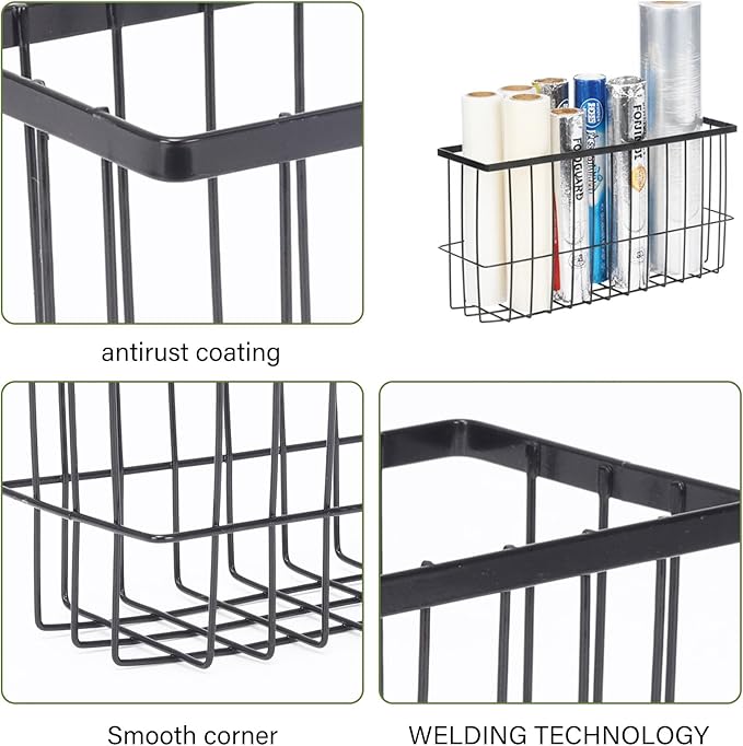 2 Pack Aluminum Foil and Plastic Wrap Organizer,Wall Mounted Cabinet Door Organizer,Kitchen Pantry Organizers and Storage,Wrapping Paper Shelf for Sandwich, Freezer, Ziplock Bag