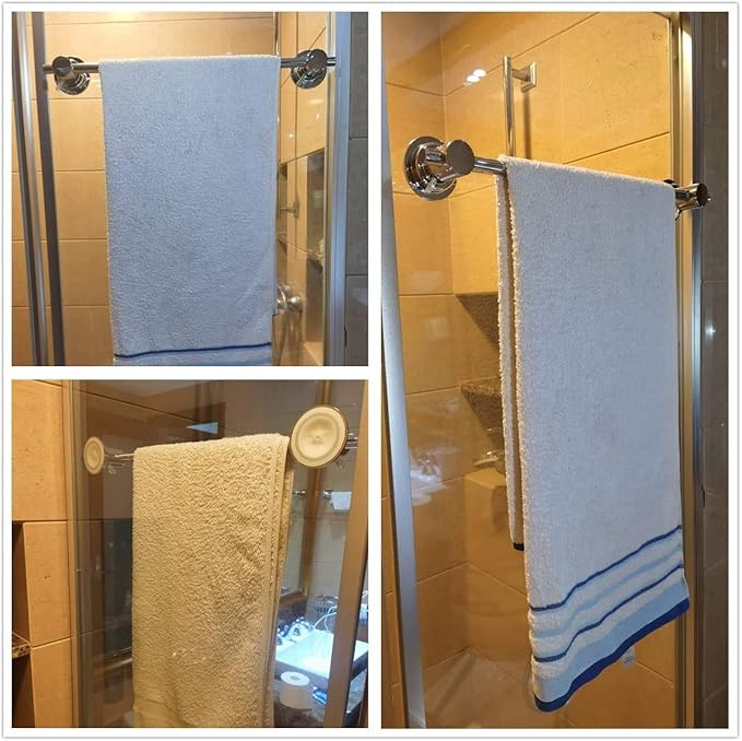 JiePai Suction Cup Towel Bar 24 Inch Oil Rubbed Bronze,Removable Modern Vacuum Suction Towel Holder for Bathroom Door Adhesive Towel Bar Suction Towel Rack Holde