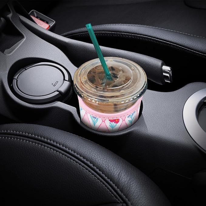 YR Reusable Neoprene Insulator Sleeve for Iced Coffee Cups, 3 Pack Coffee Coolies sleeves for Iced & Hot Drinks, Cold Beverage Cooler Compatible with Starbucks Coffee and More (Diamond Flower)