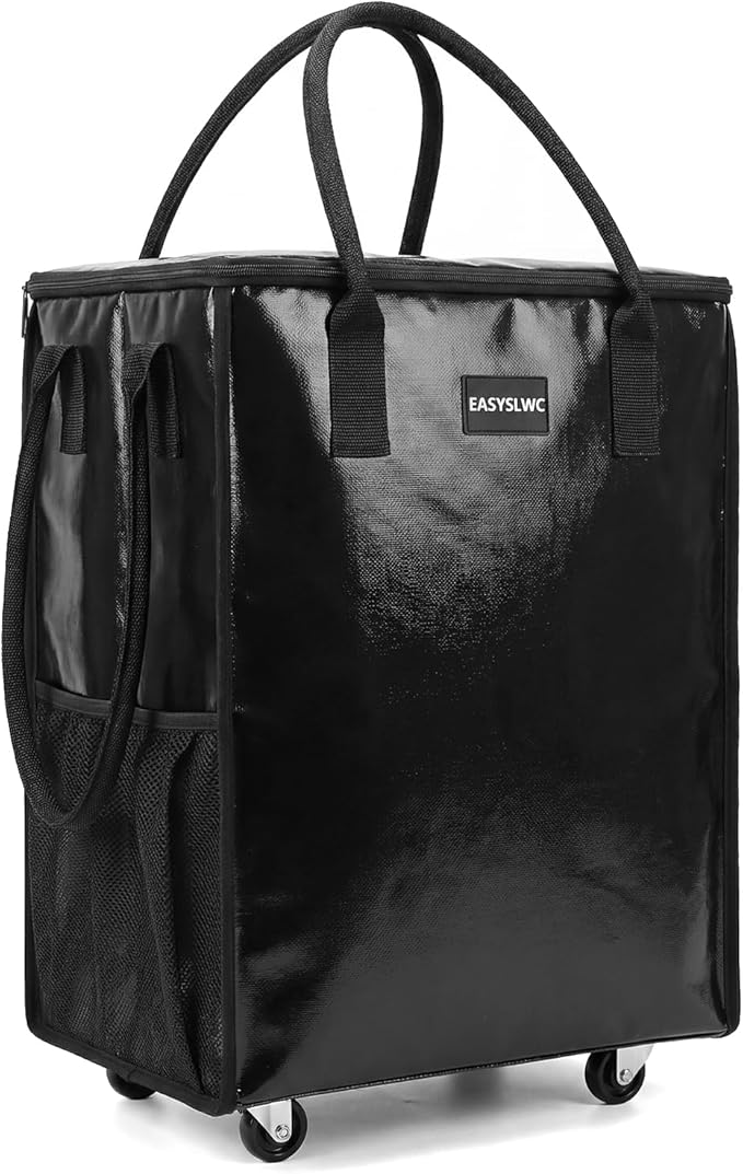 Reusable Hauler Rolling Tote Bag, Collapsible Portable Shopping Cart with Wheels for Groceries, Apartments Laundry, Organization , Heavy Duty Utility Tote, Basket with Wheels, Travel and Moving, 75lbs