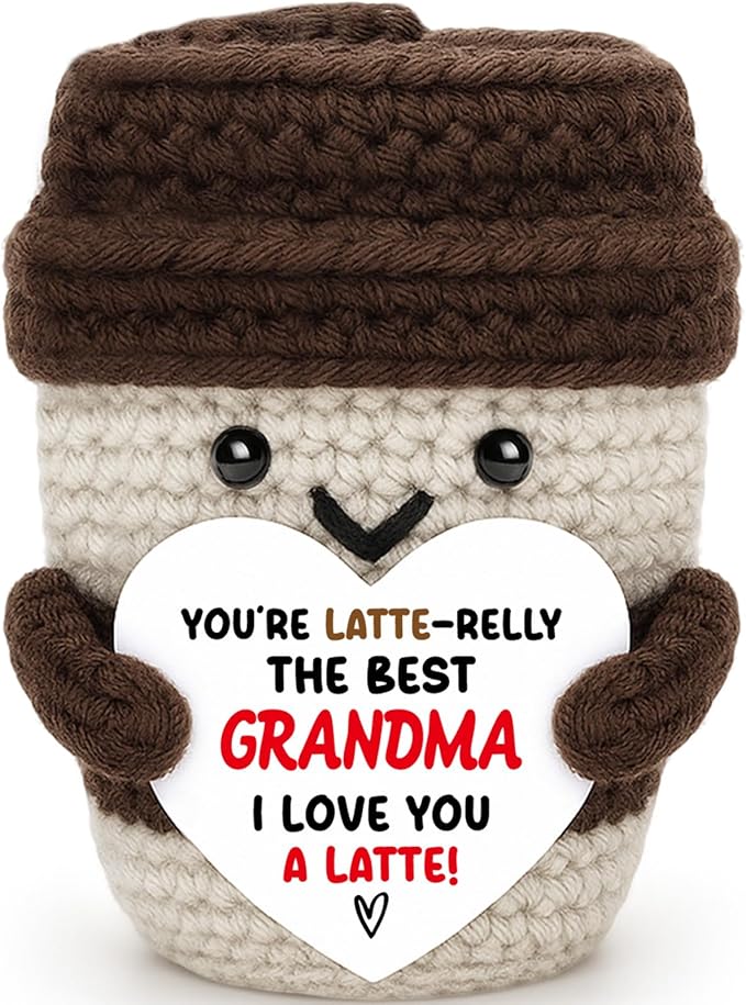 Agantree art Grandma Gifts from Granddaughter Grandson Birthday Gifts Great Grandma I Love You A Latte Coffee Mug Handmade Crochet Christmas Positive Ideas Cute Stuff Small Desk Home Decoration