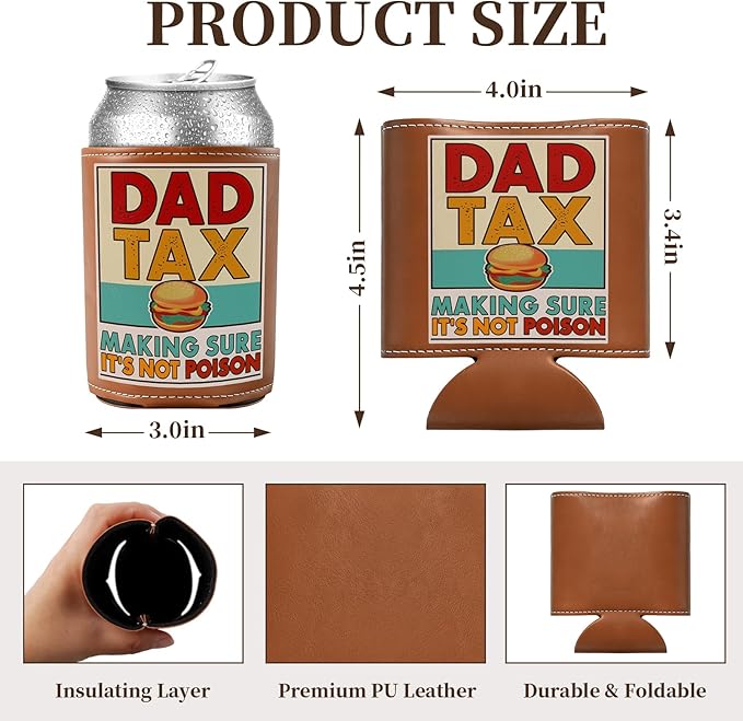 Fathers Day Gift for Dad from Daughter Son - Keeps Cold 12Oz Can Cooler Insulated No Wet Hands, Dad Birthday Gifts with Gift Box for Father's Day Retirement, Cauife Slim Can Koozie for Beer Soda