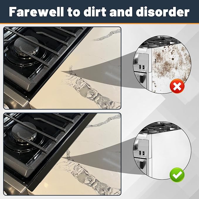 Stove Gap Covers Stainless Steel, Adjustable 13.8-27.5 In(2 Pack), Heat Resistant, Gas Stove Side Gap Protector (Matte Black)