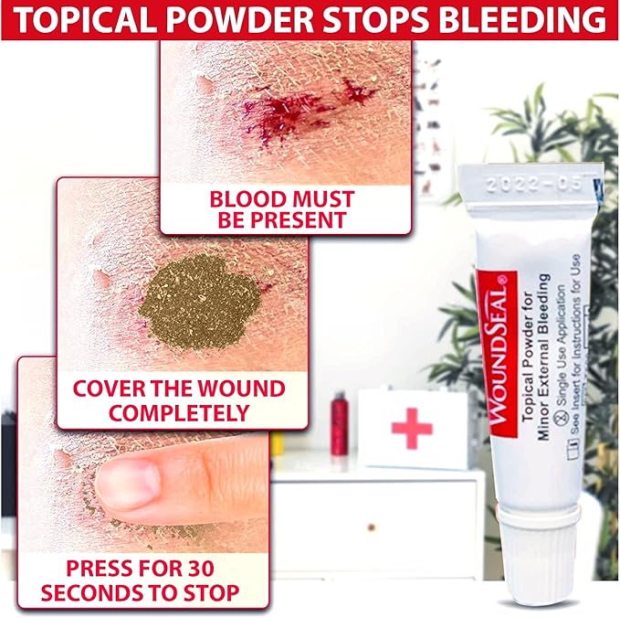 WoundSeal Topical Powder Wound Care First Aid for Cuts, Scrapes and Abrasions Single Use, 4 count (Packaging May Vary)