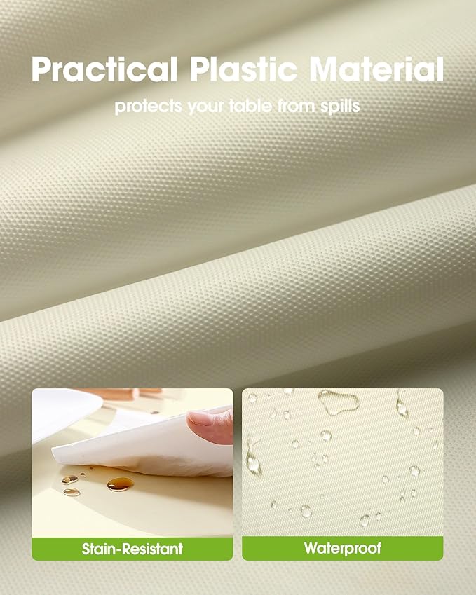 Pureegg Plastic Table Cloth Disposable 10 Pack, 54 x 108 Inch Table Cloths, Party, Wedding, Thanksgiving Decorations, Fall Tablecloths, Rectangle, Beige Plastic Cover, Leakproof & Sturdy, Cream, Ivory