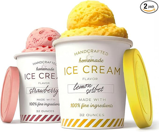 Stock Your Home 32oz Ice Cream Containers with Airtight Silicone Lids (2-Pack) Reusable 2 Pint Ice Cream Container for Storing Gelato, Sorbet, and Frozen Yogurt