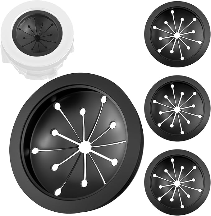 Aifeier ET 4Pcs Black Garbage Disposal Splash Guard, 3-1/8 Inch Food Waste Sink Baffle, Disposal Sink Accessories for Waste-King, Whirl-away Models