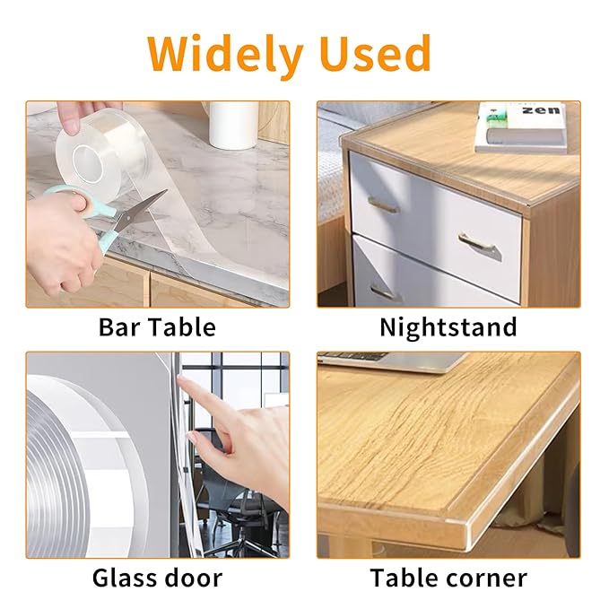 0.8 in x 9.84 FT,Clear Edge Protector Strip Sharp Edge Wrap Cover Tape, Self Adhesive Protective Bumper Guards for Cabinet Door Desk Glass Table Bed Furniture, Kitchen Countertop, Waterproof