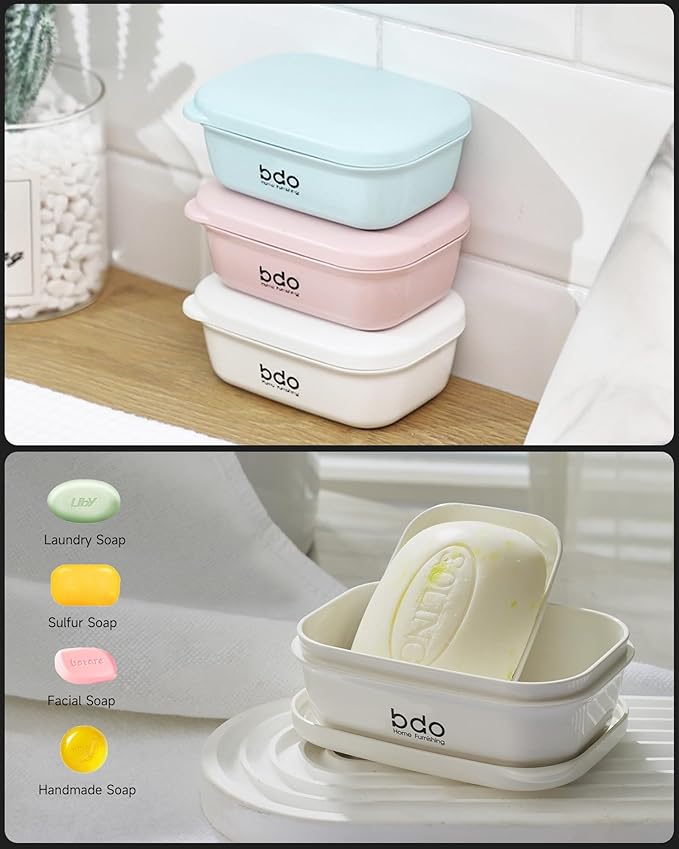 PEISAINOX Travel Soap Case, Leakproof Soap Container with Lid, Portable Bar Soap Holder for Traveling, Soap Dishe for Bathroom, Shower, Gym, School, Camping, Vacation, Outdoor (Green)