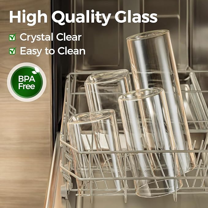 ComSaf Glass Storage Containers with Lids, 1.2 Qt Glass Jars with Lids, Clear Food Storage Jar, Canister For Pantry Cookie Flour Cereal Rice Sugar Tea Coffee Beans Spice, Square Set of 4