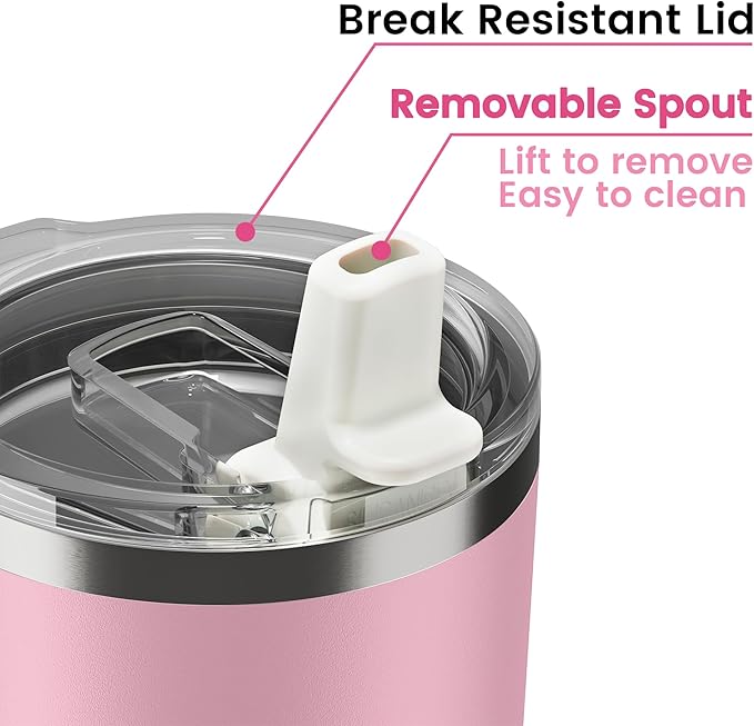 20oz Hygienic Insulated Tumbler — 100% Leakproof Lid with Removable Spout & Straw, Reinforced Vacuum-Protection Base, Cup Holder Friendly, for Iced Coffee, Smoothie/Water on the Go - Pink Sand