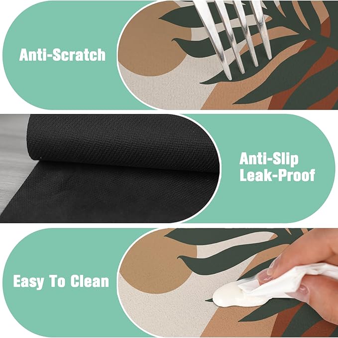 2 Pack 2 Pack Kitchen Sink Splash Guard Faucet Mat 15" X 5.5" Boho Absorbent Fast Drying Mat Faucet Draining Mat Sink Splash Guard Behind Faucet Drip Catcher for Kitchen Bathroom