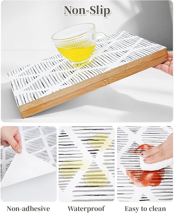 Shelf Liners for Kitchen Cabinets Non-Adhesive, Non-Slip Thickened Shelf Paper Waterproof Washable for Drawer Dresser Pantry Shelve Bathroom Protector Liner