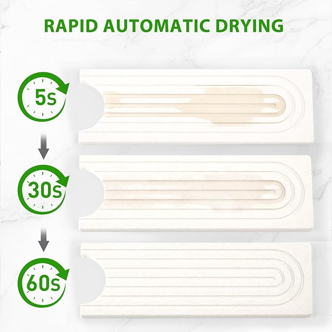 Cisily White Diatomite Faucet Mat for Kitchen Sink Protectors with Dish Brush Holder-Absorbent Drying Counter Stone Water Splash Guard Area, Behind Kitchen Sink Caddy Organizers Accessories Organizer