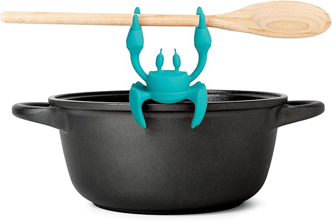 OTOTO Aqua the Crab Silicone Utensil Rest - Silicone Spoon Rest for Stove Top - BPA-Free, Heat-Resistant Kitchen and Grill Utensil Holder - Non-Slip Spoon Holder Stove Organiser and Steam Releaser