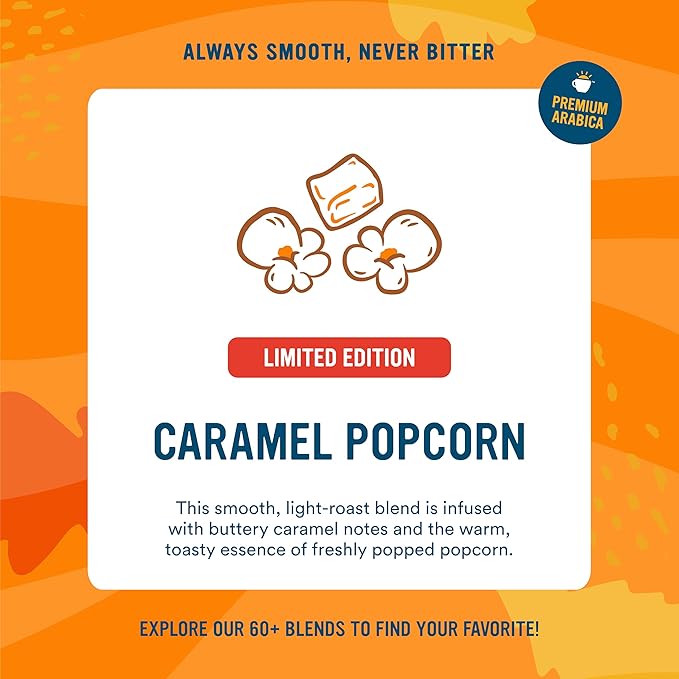 Cameron's Coffee Roasted Ground Coffee Bag, Caramel Popcorn, Smooth Flavored Coffee, Sustainable, Small-batch Roasted, 12 Ounce (Pack of 6)