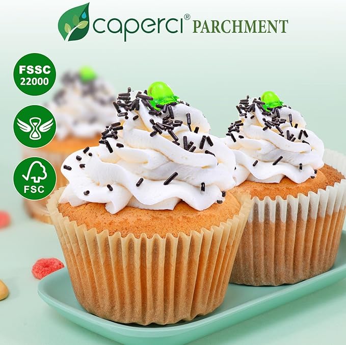 Caperci Parchment 200pcs Jumbo Muffin Liners for Baking - Natural Paper Large Cupcake Liners for Jumbo Muffin Pan, Balanced Non-Stick/Excellent Grease-proof, No Smell, Food Grade (Natural)