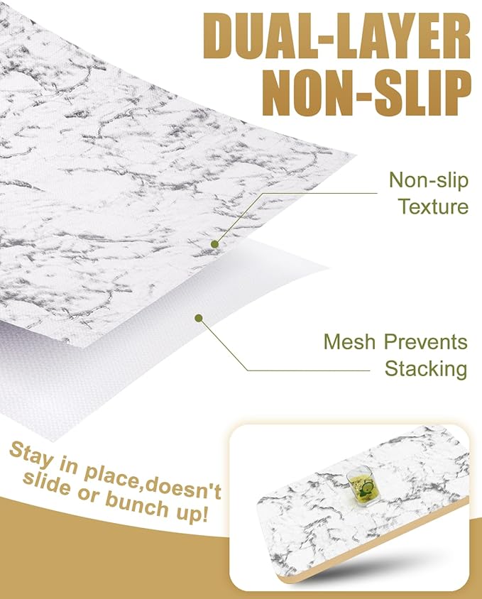 Shelf Liners for Kitchen Cabinets Non-Adhesive 12in x 20FT, Non-Slip Thickened Shelf Paper Waterproof Washable for Drawer Dresser Pantry Shelve Bathroom Protector Liner