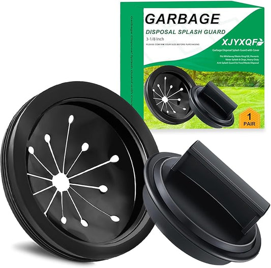 Garbage Disposal Splash Guard with Cover – 3-1/8 Inch Rubber Drain Stopper for Kitchen Sink, Fits Whirlaway/Waste King/GE, Prevents Water Splash & Clogs, Heavy-Duty Anti-Splash Guard (3-1/8 Inch)