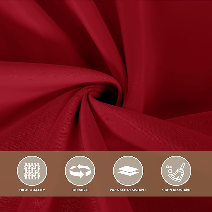 sancua Christmas Red Round Tablecloth 108 Inch Diameter, 8 Pack - Circle Polyester Fabric Table Cloth for Wedding Party Reception Banquet Birthday, Washable Formal Table Cover (Fit 42-96 Inch Tables)