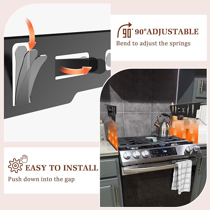 2 Pack Expandable Stainless Steel Stove Gap Covers (13.8"-27.6"), Retractable Fill the Gap Between Stove & Counter Top with Heat Resistant Range Trim & Guard, Slide-in Seamless Kitchen Accessory Kit