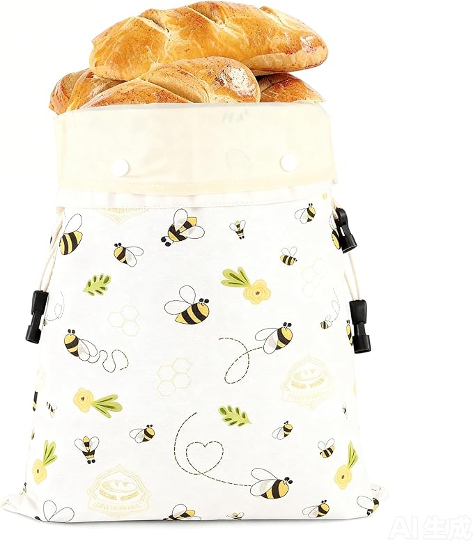 Removable Beeswax Bread Bag for Sourdough & Homemade Bread - Detachable Liner for Easy Cleaning & Drying | 1 Pack XL Reusable | Eco Cotton/Linen Storage
