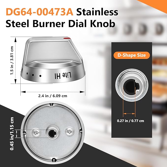 DG64-00473A Burner Control Dial Knob Range Oven Replacement Compatible with Samsung Gas Stove Knob NX58H5600SS NX58F5700WS NX58H5650WS NX58J7750SS NX58M6850SS （5pcs）.