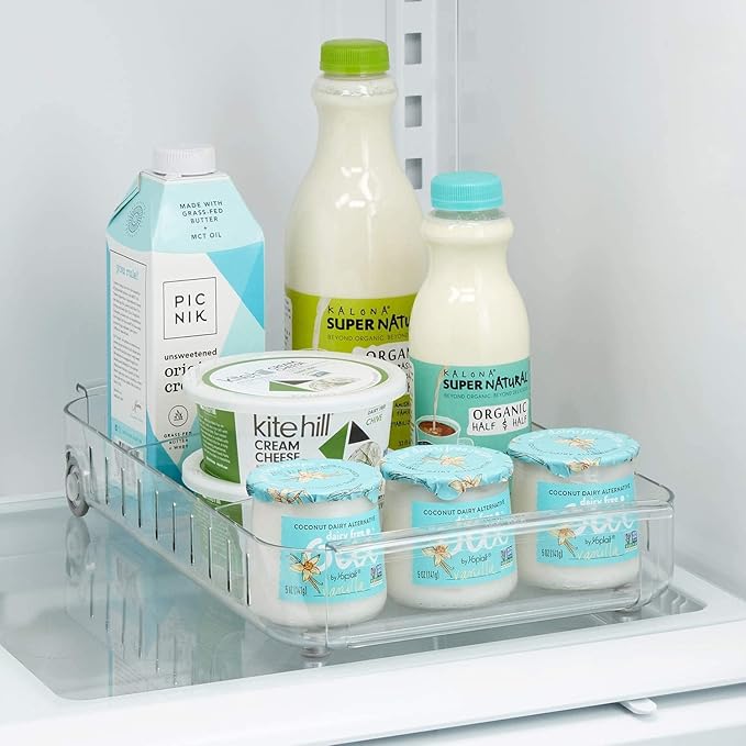 YouCopia RollOut Fridge Caddy BPA-Free Clear Rolling Refrigerator Organizer Bin with Adjustable Dividers and Handles,9" Wide,(Pack of 6)