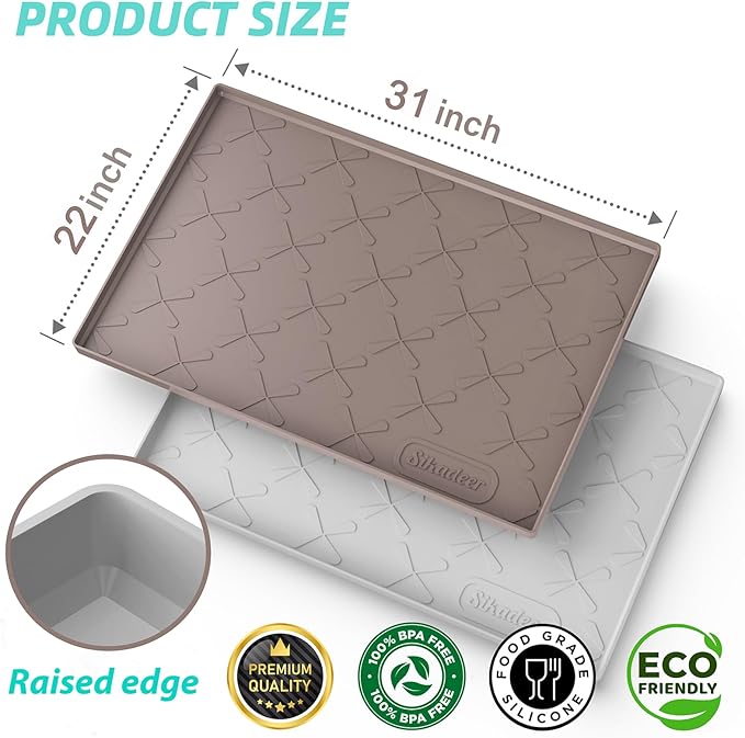 SIKADEER 31" x 22" Under Sink Mat Waterproof, Silicone Mat Kitchen Drawer Shelf and Cabinet Liner, Sink Protector for Kitchen Organizers and Storage, Boot Tray Pet Food Mats