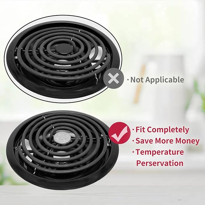 MP22YA Electric Stove Burner Element Replacement Set & 5304430149 5304430150 4 Pack Black Drip Pans - Perfectly Fit Frigi-daire Ken-more Cros-ley Tap-pan Electric Range Stove Top