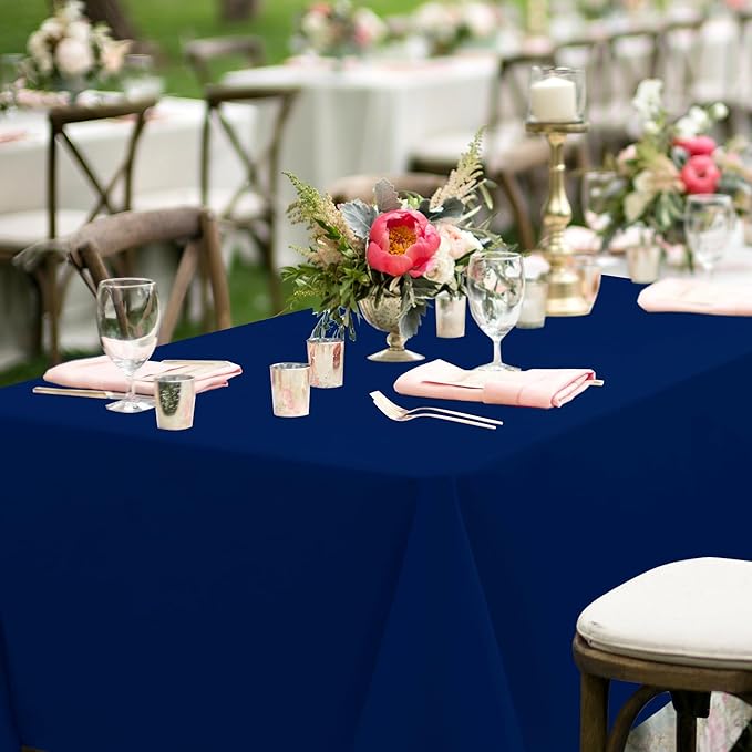 sancua Navy Blue Tablecloths for 8 Foot Rectangle Tables, 8 Pack - Washable Polyester Fabric Table Cloth for Wedding Party, Birthday, Banquet Reception, 60x120 Inch