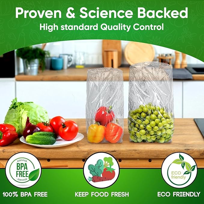 60-Pack (30M, 30L) – Reusable Produce Bags For Refrigerator with Twist-Ties, Keeps Fruits, Vegetables & Herbs Fresh Longer, Reusable Vegetable Bags, Extend Shelf Life