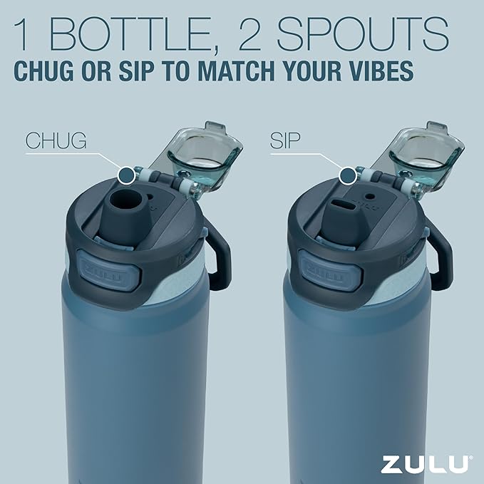 ZULU Powerfill Pro 40oz Stainless Steel Water Bottle with Quick Fill Lid, Triple Walled Vacuum Insulated Metal, Leak Proof Locking Lid, Sip and Chug, Reusable BPA Free, Amethyst