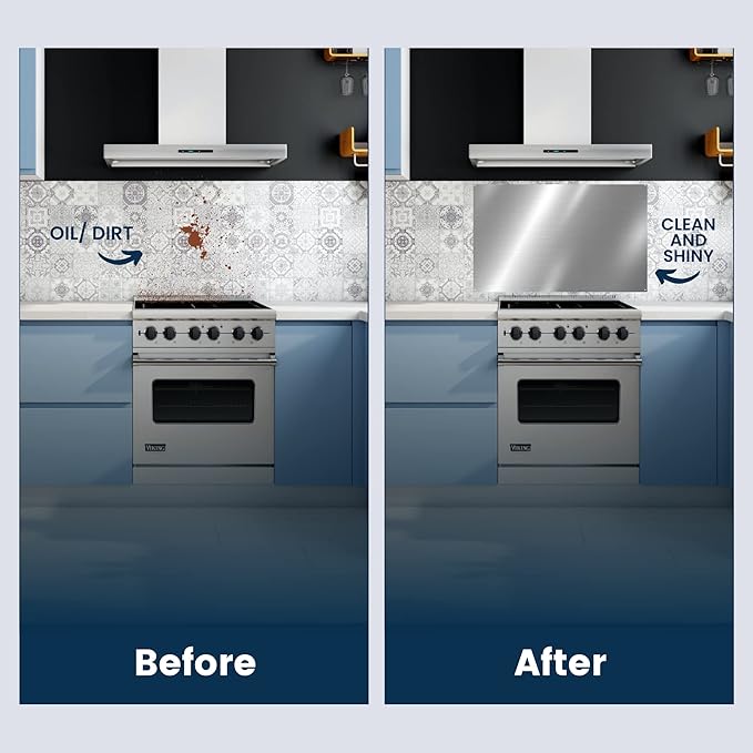 (2 Pack)24" x 30" Reversible Metal Backsplash Matching screws | Compatible with Broan-NuTone SP3004 - Ultra Flat and Flushed Metal Panel Splatter Guard for Stovetop Easy Installation