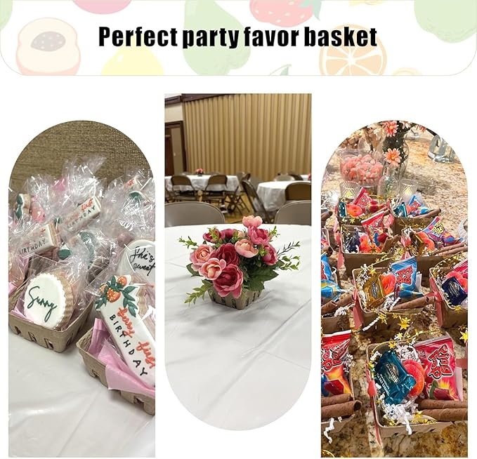 40 Pack Natural Pulp Fiber Berry Basket, Molded Produce Vented Basket Kitchen Supplies for Strawberry Blueberry Raspberry, Fruit Tray for Fruit Vegetable Farmer Market Grocery (40 Pack)
