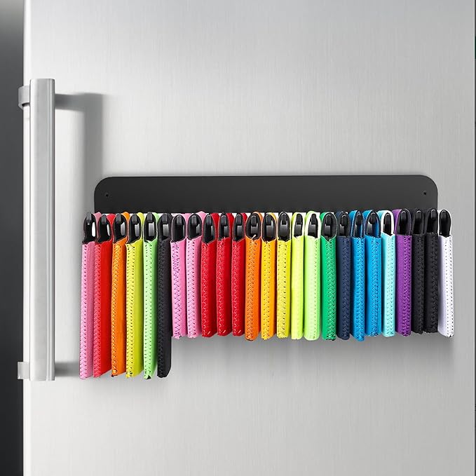 2 Pack Can Cooler Sleeves Holder Magnetic for Fridge, Beer Sleeves Dispenser Organizer for Storage w/ 25 Hooks, with Screws for Wall Mounted, for Holidays Wedding Party