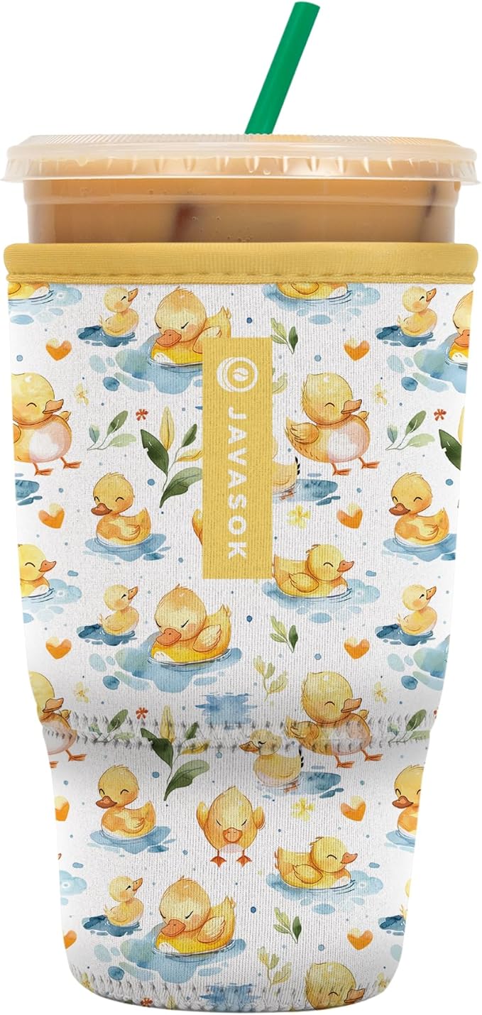 Sok It JavaSok Iced Coffee & Cold Soda Insulated Neoprene Cup Sleeve (Just Ducky, Large: 30-32oz)