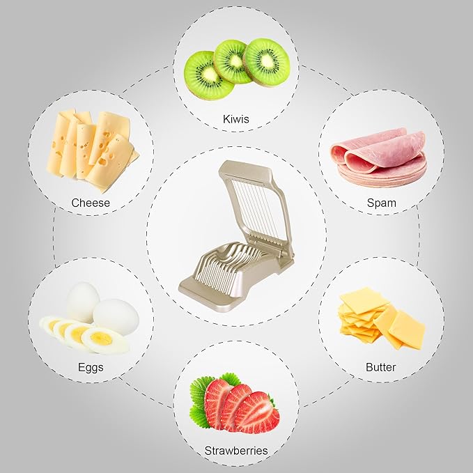 Egg Slicer for Hard Boiled Eggs Egg Cutter Strawberry Slicer (Gold)