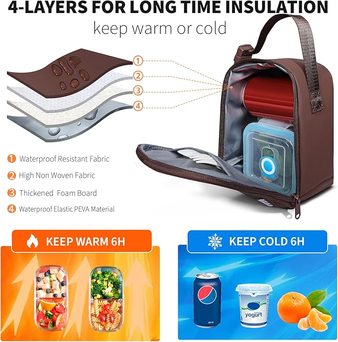 NOL Natural Organic Lifestyle Insulated Lunch Bag for Adult - Snack Bag Lunch Cooler Bag Soft Lunch Tote Bag for Work, Coffee