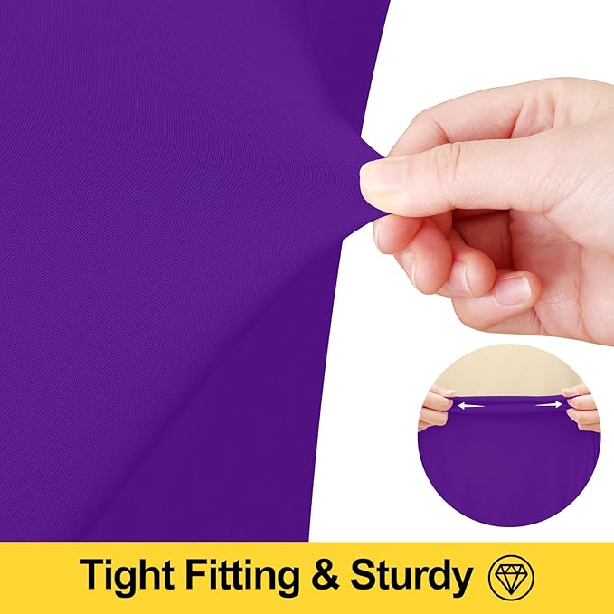 Smiry Spandex Tablecloth 2 Pack, Elastic Fitted Stretch Tablecloth for 6FT Rectangle Tables, Waterproof Washable Table Cover Skirt for Wedding, Banquet & Parties (Purple, 72Lx30Wx30H Inch)