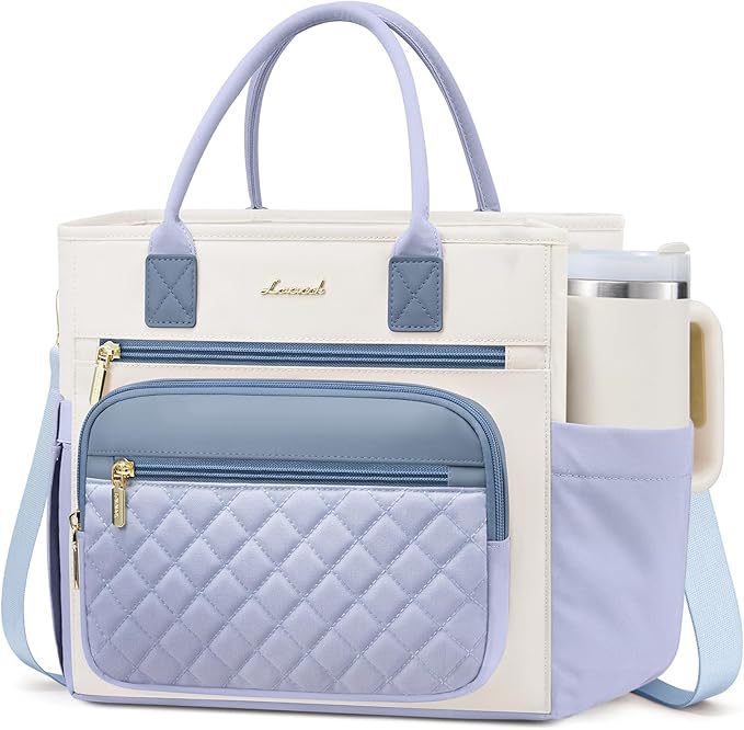 LOVEVOOK Insulated Lunch Bag Women,Wide Opening Adult Lunch Box Women with Cup Holder,Large Leakproof Cooler Bag for Work Picnic Beach Family College Mom,Lunch Teacher Breast Pump Diaper Tote Bag