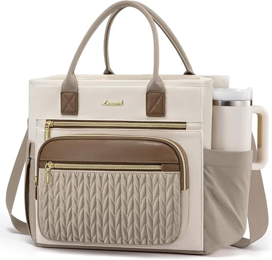 LOVEVOOK Insulated Lunch Bag Women,Wide Opening Adult Lunch Box Women with Cup Holder,Large Leakproof Cooler Bag for Work Picnic Beach Family College Mom,Lunch Teacher Breast Pump Diaper Tote Bag