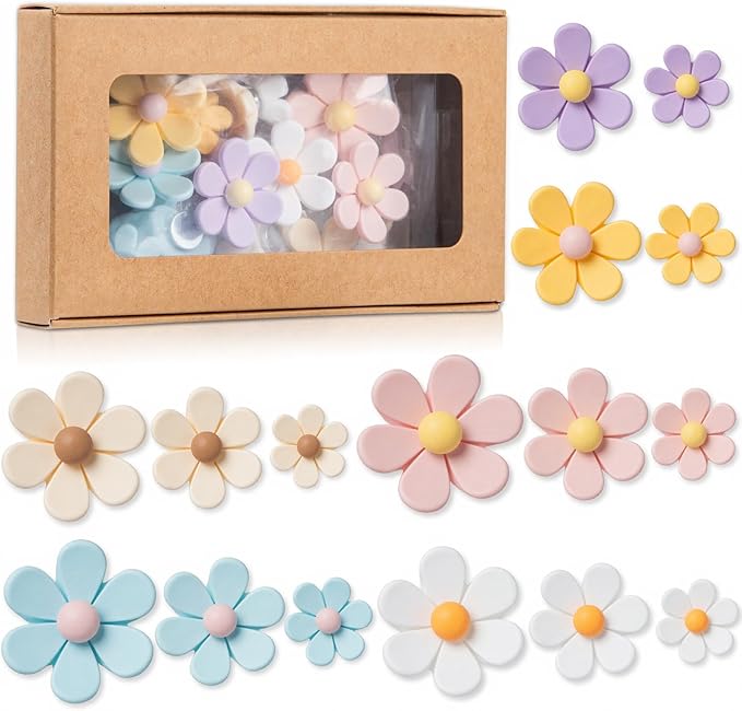 Homestheix - 3D Flower Magnets for Fridge 16 Pcs - Fridge Magnets Cute - Strong Refrigerator Magnet - Adorable Decorations for Office - Colorful Kitchen Decor - Cute Desk Accessories for Whiteboard