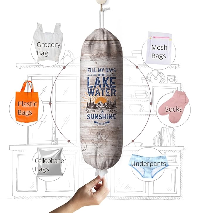 Lake Life Plastic Bag Holder Lake Themed Grocery Bag Holder Organizer Storage Cute Lake House Gifts