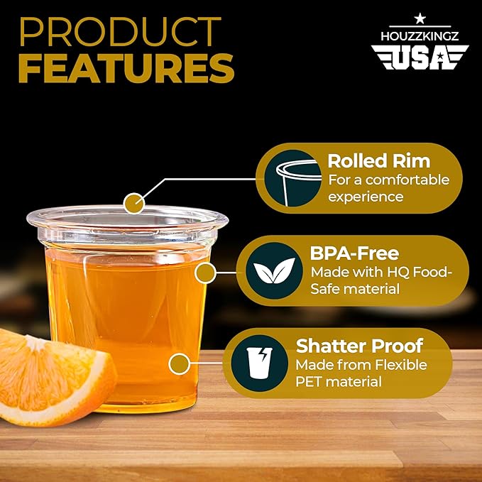 Plastic Shot Glasses Disposable 1.25 Oz – 250 Clear Plastic Shot Glass Cups Bulk for Liquors, Wine Tasting, Jello, Tequila, Mini Small Cocktail Margarita Sample Sauce Cups for Parties and Everyday Use