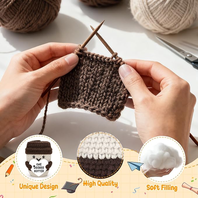 Graduation Gifts for Her Him College High School University Grad Gifts for Women Men Handmade Positive Crochet Coffee Mug One Degree Hotter 2026 Funny Masters Degree Graduation Party Decorations