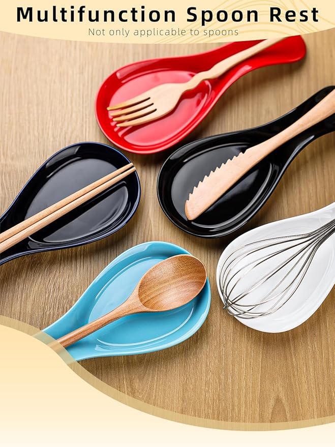 GDCZ Porcelain Spoon Rest - Large Spoon Holder Utensil Rest for Kitchen Counter Stove Top, Dishwasher Safe (Navy-Black)