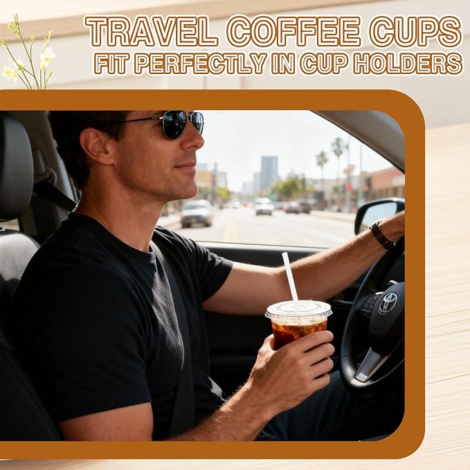 Alaeseje 50 Pack Clear Plastic Cups with Lids and Straws,12 oz Disposable Iced Coffee Cups,PET Crystal Cups,Round Bottom To Go Cup for Iced Coffee Juice Smoothie Cold Beverage